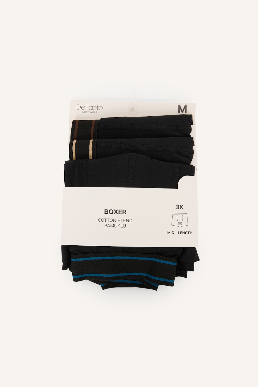 Erkek Siyah Regular Fıt 3'lü Boxer