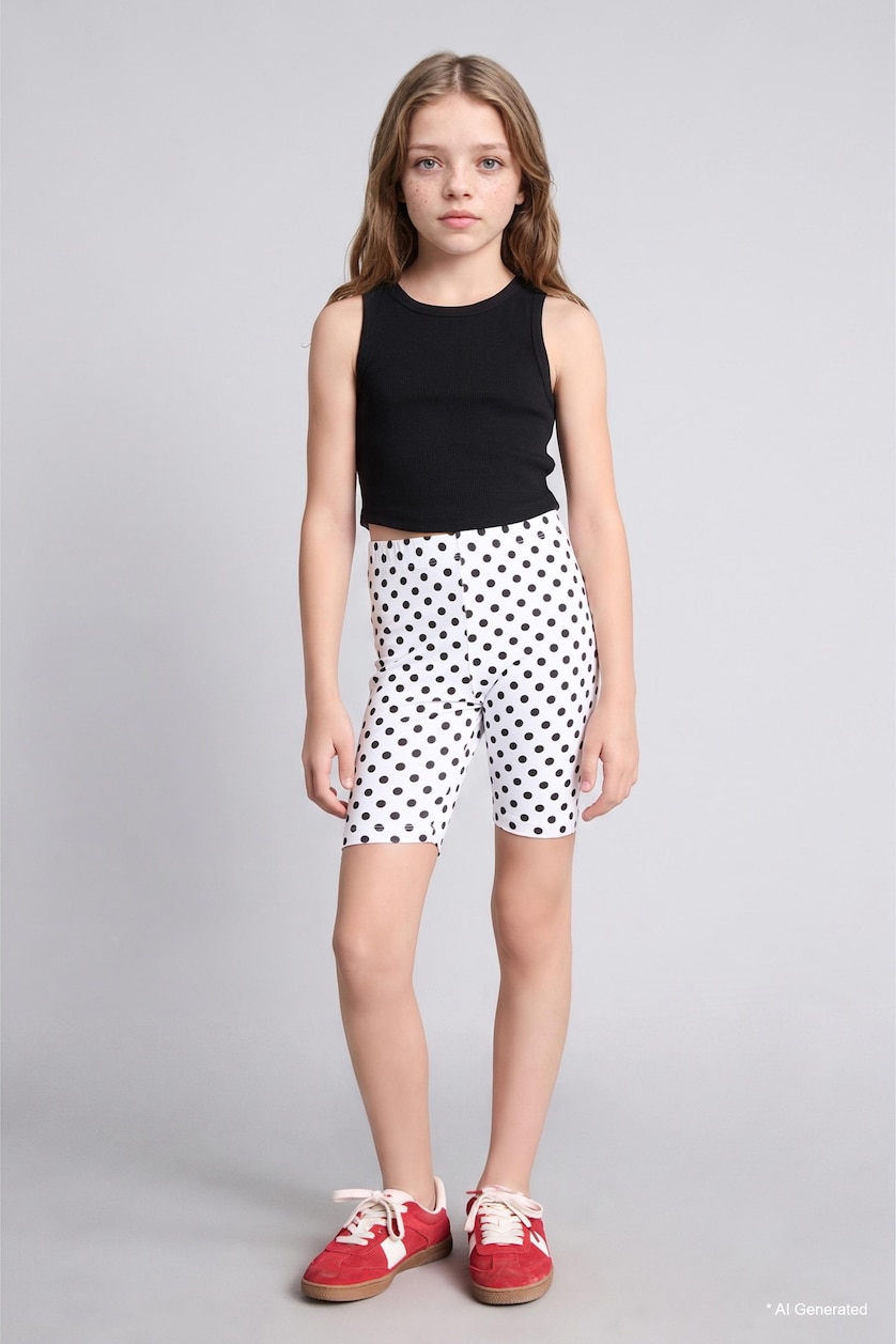 Young Girls - Teen Girls White Girl Biker Leggings