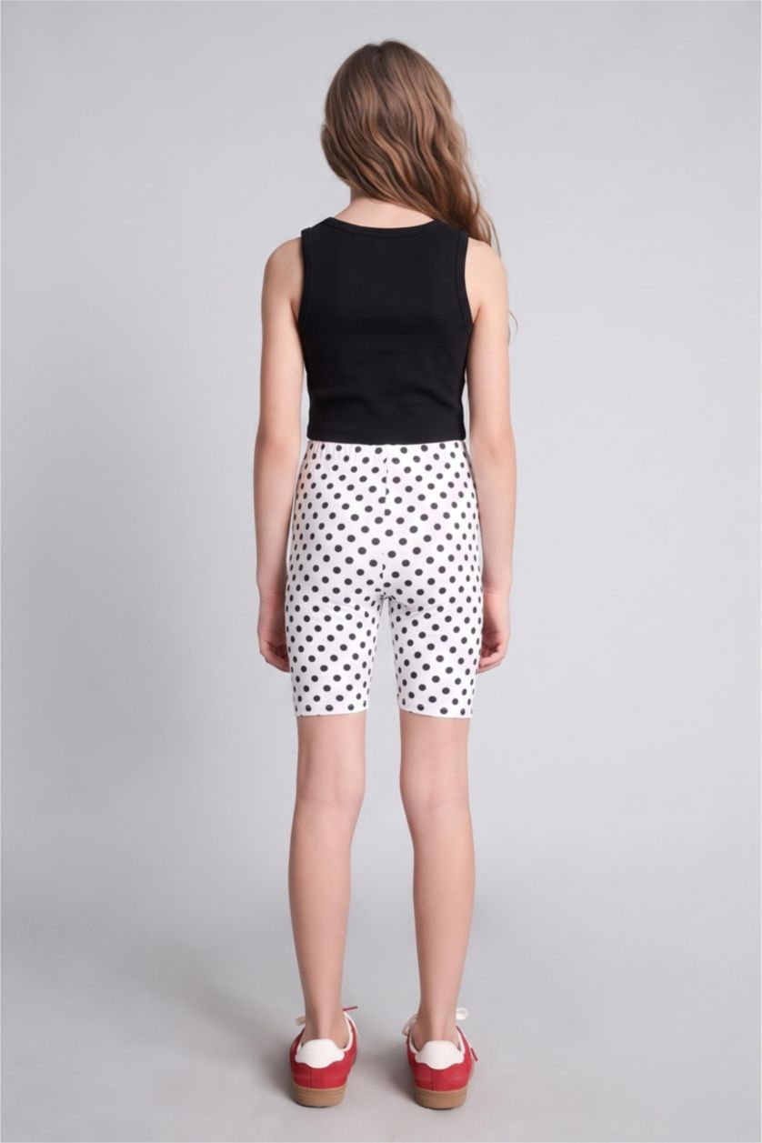 Girls & Teens White ستريج قصير بناتي منقط