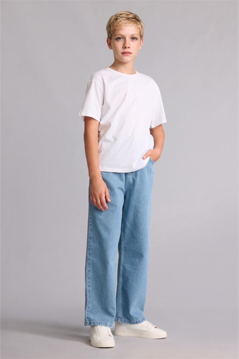 Erkek Çocuk - Genç Erkek Bej Regular Fit Kısa Kollu Tişört Erkek Çocuk