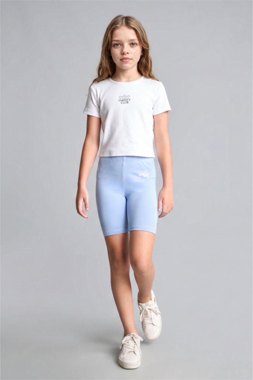 Young Girls - Teen Girls Light Blue Girl Biker Leggings