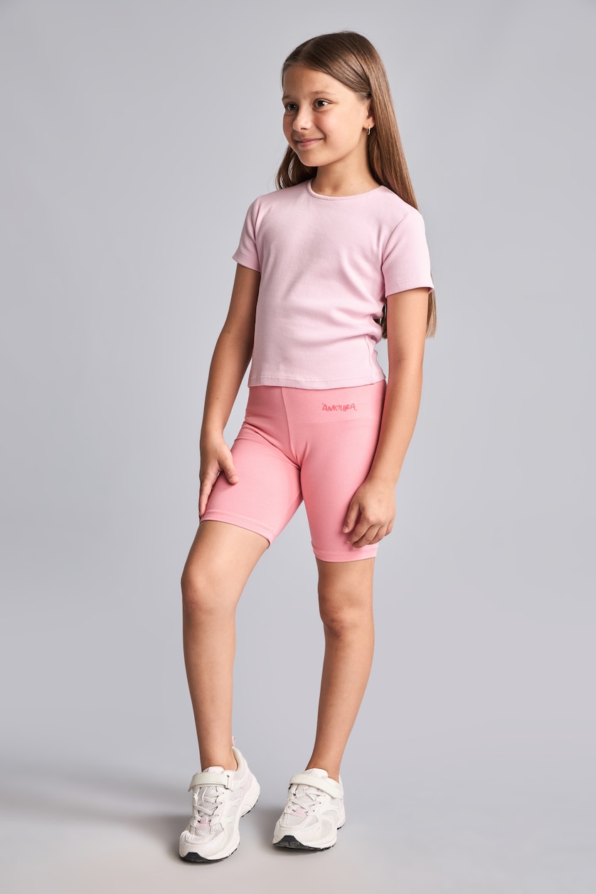 GIRLS & TEENS Light Pink Girl Pink Biker Leggings
