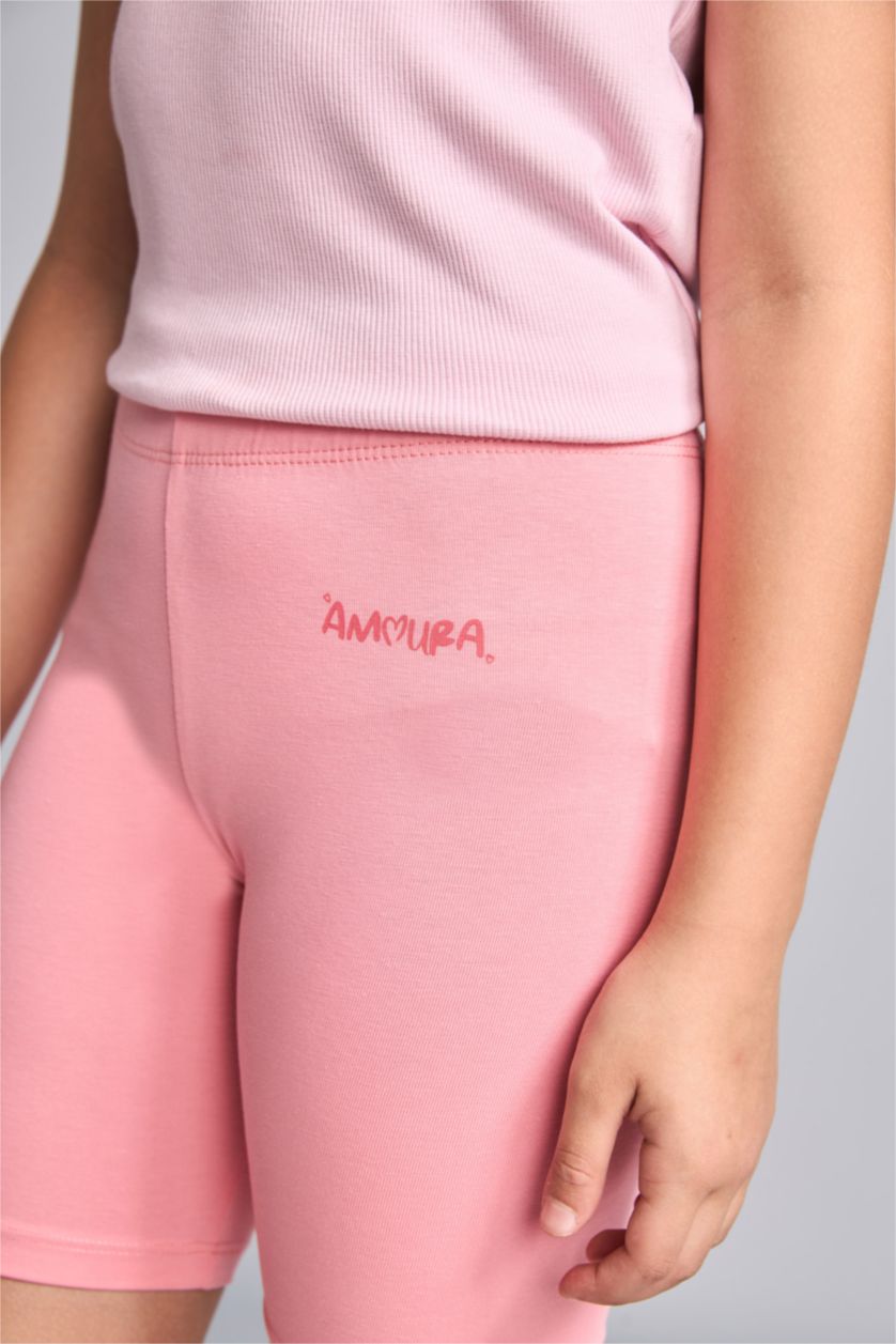 Young Girls - Teen Girls Light Pink Girl Biker Leggings