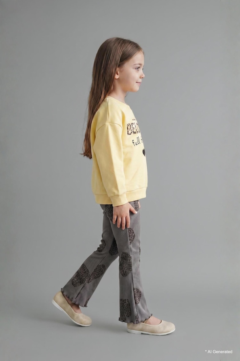 Baby Girl Light Yellow 2 piece Regular Fit Crew Neck Set