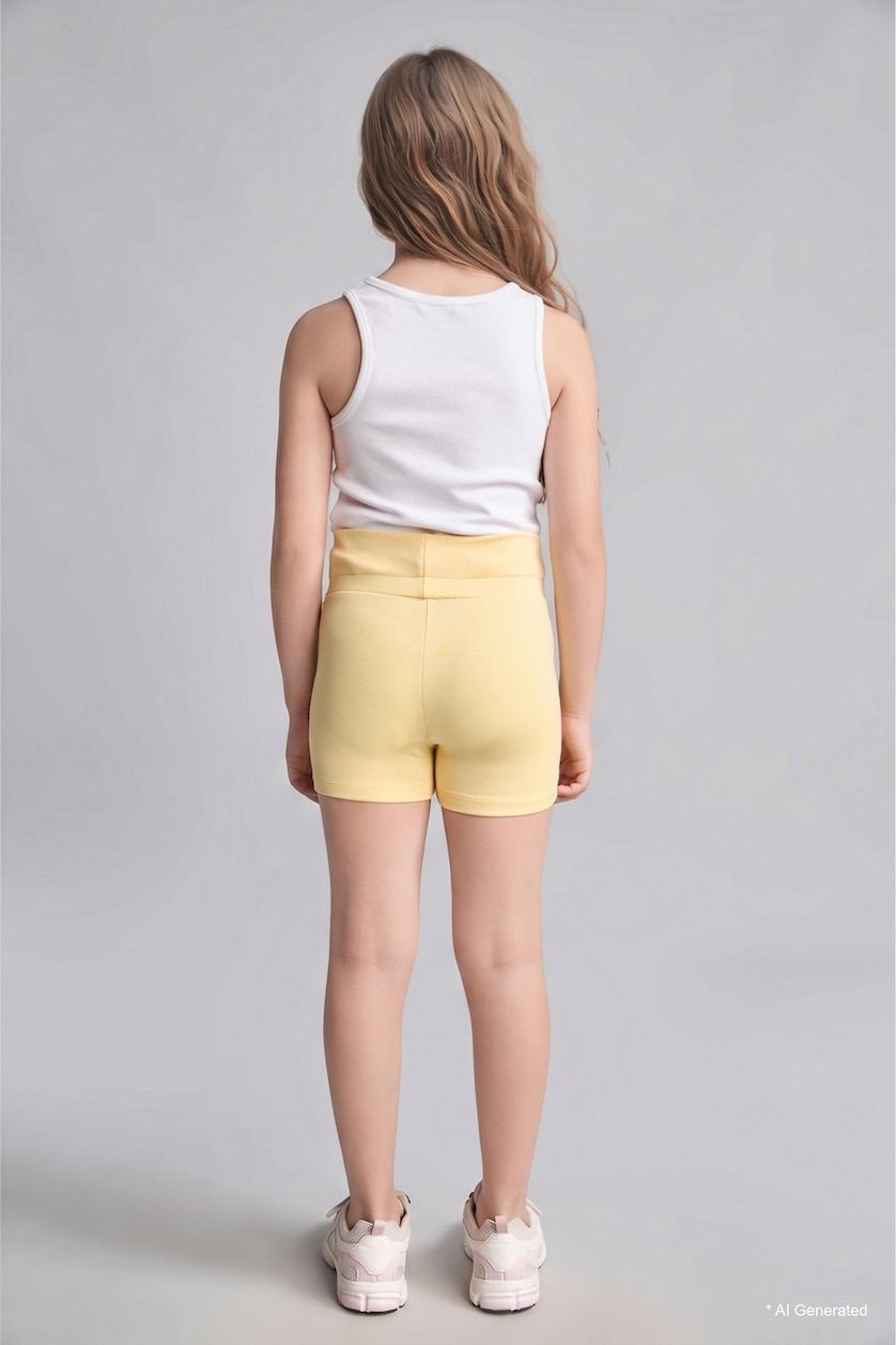 Girls & Teens Yellow Girl Knee Length Jersey Fabric Leggings