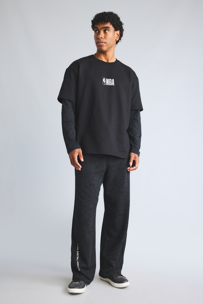 Men Black Baggy Fit Thick Sweatshirt Fabric Jogger