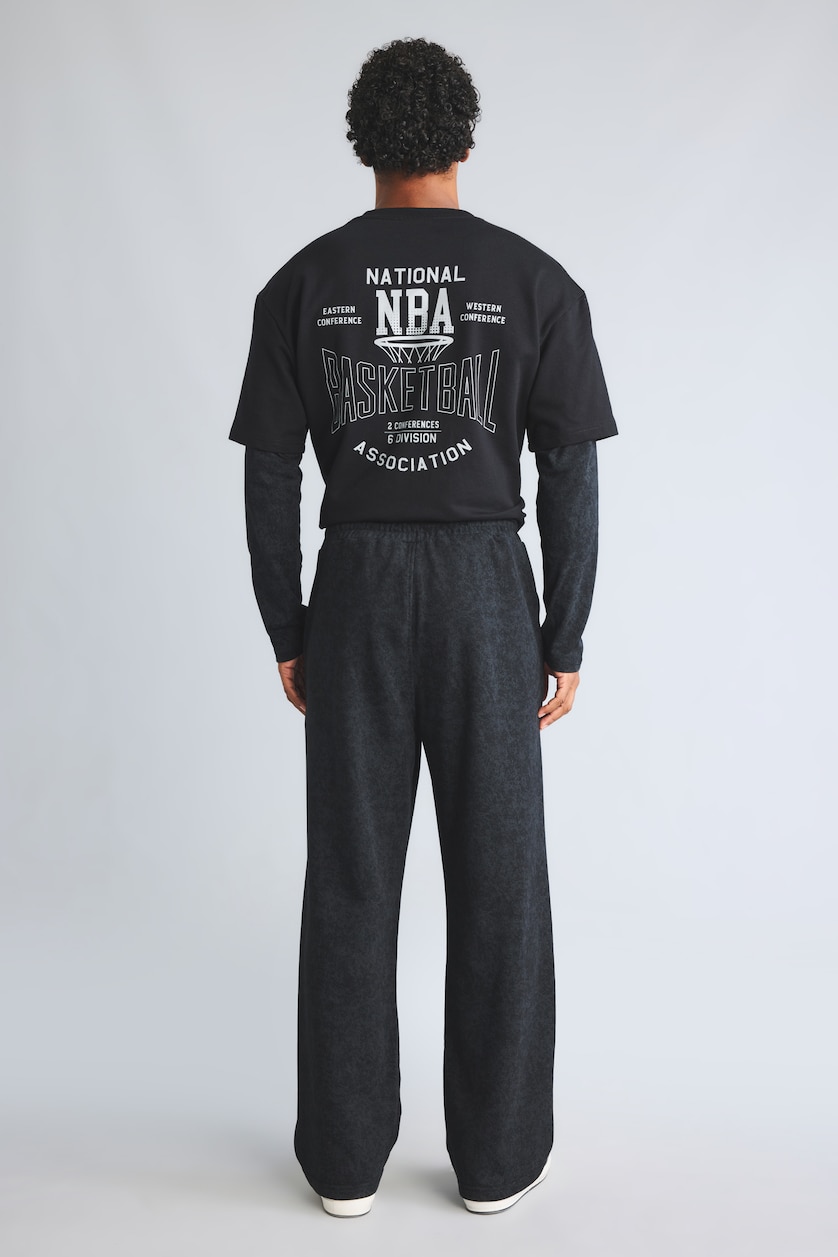 Men Black Baggy Fit Thick Sweatshirt Fabric Jogger