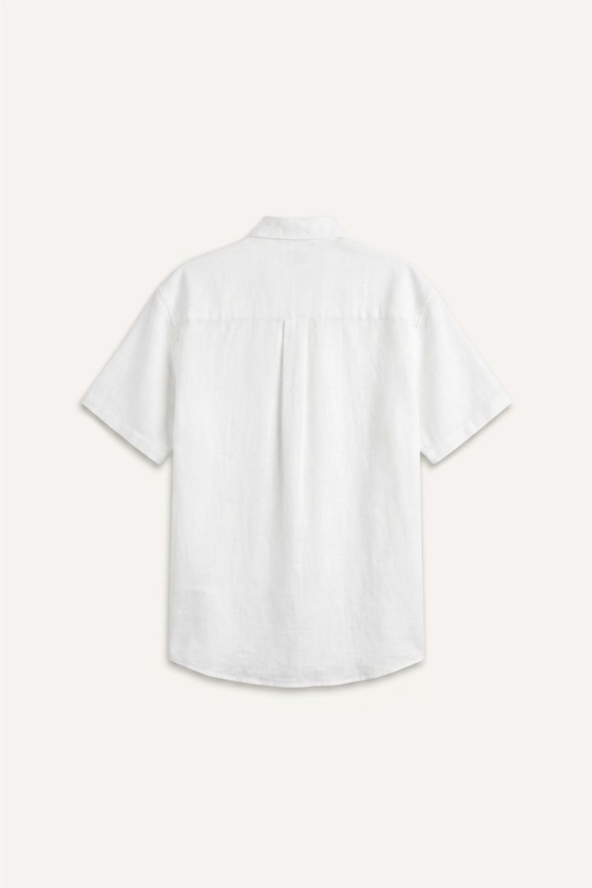 Men White Regular Fit Cotton Short Sleeve Shirt