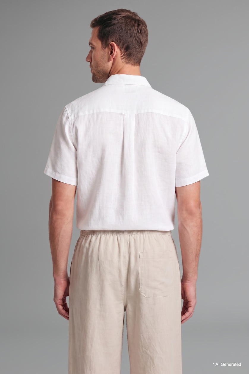 Men White Regular Fit Cotton Short Sleeve Shirt