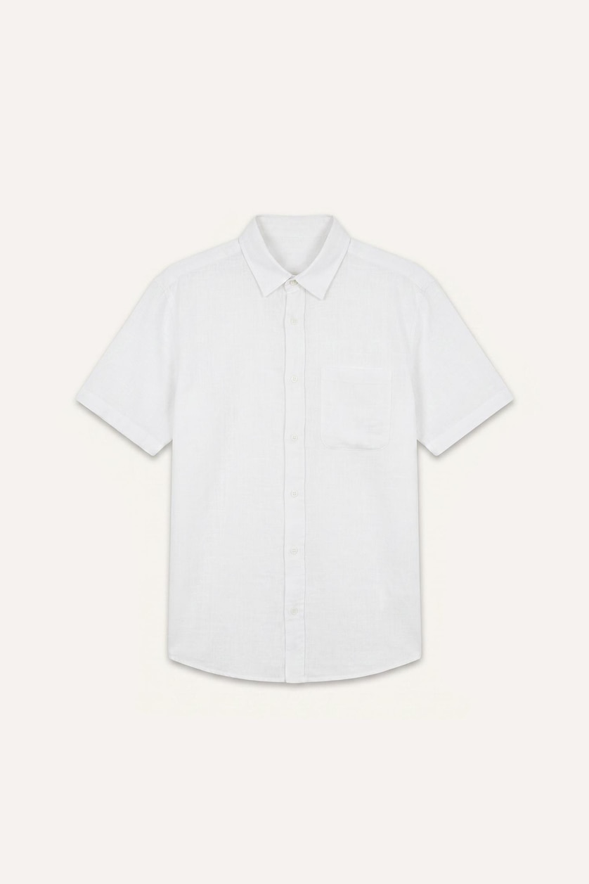 Men White Regular Fit Cotton Short Sleeve Shirt