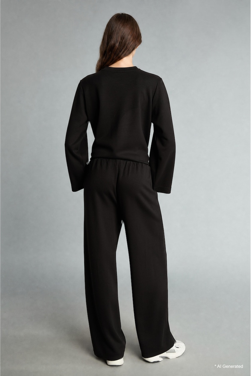 Woman Black Wide Leg Trousers