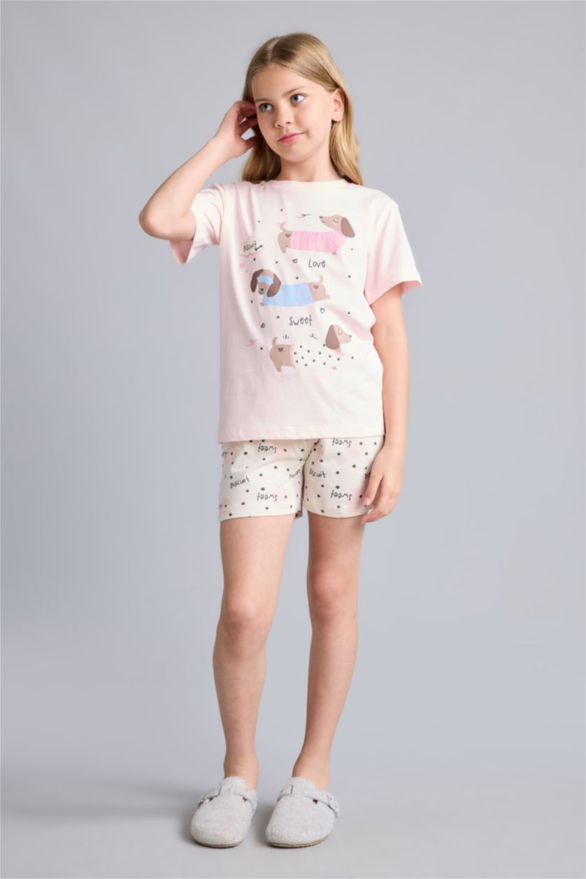 Kız Çocuk - Genç Kız Pembe Regular Fit Baskılı 2'Li Pijama Takım Kız Çocuk