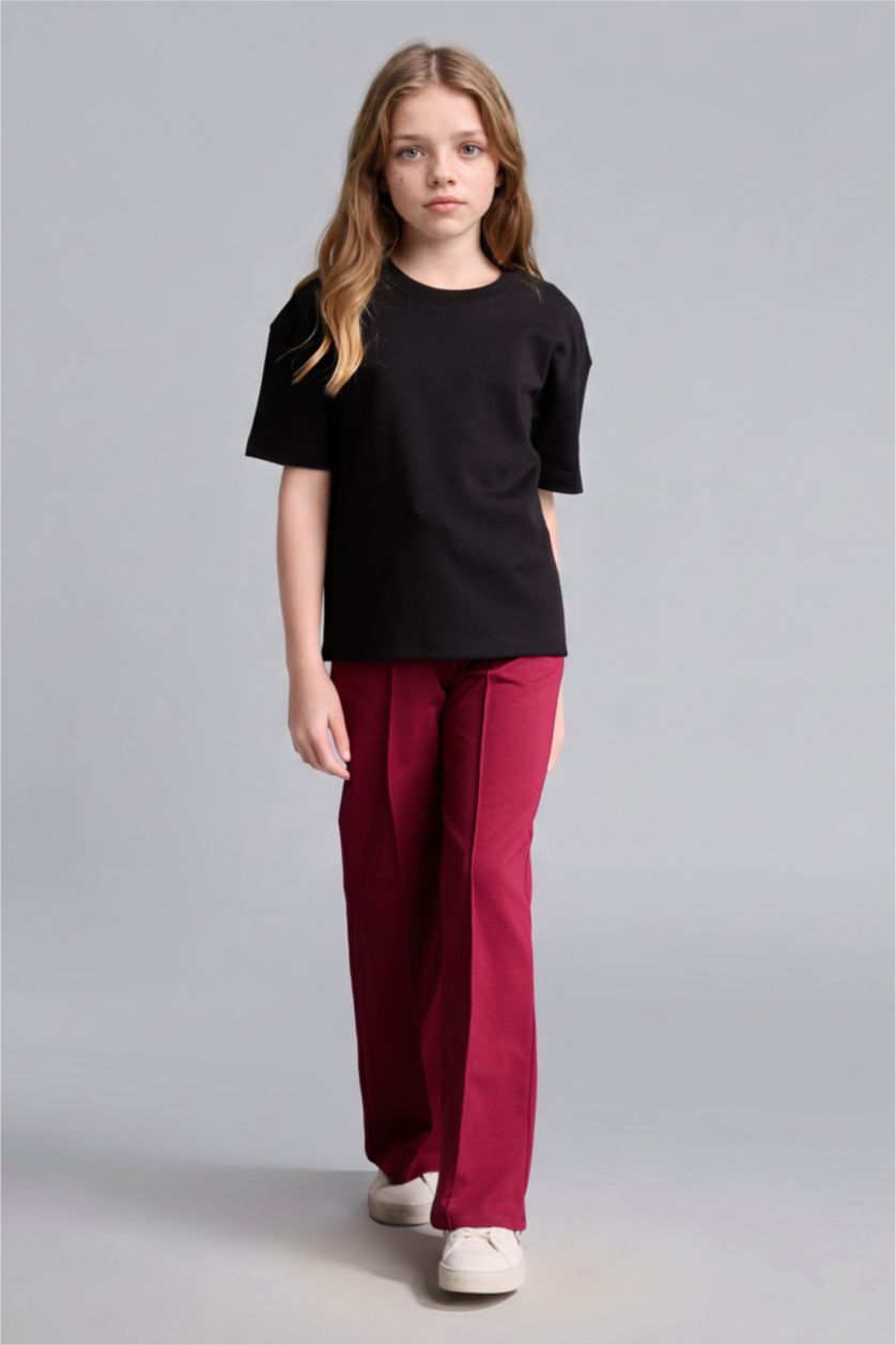 Young Girls - Teen Girls Bordeaux Wide Leg Trousers