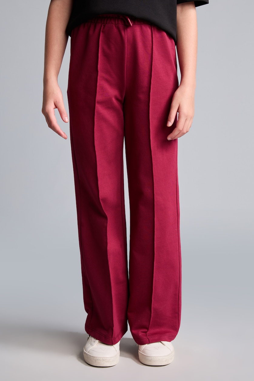 Kız Çocuk - Genç Kız Bordo Wide Leg Pamuklu Eşofman Altı Kız Çocuk