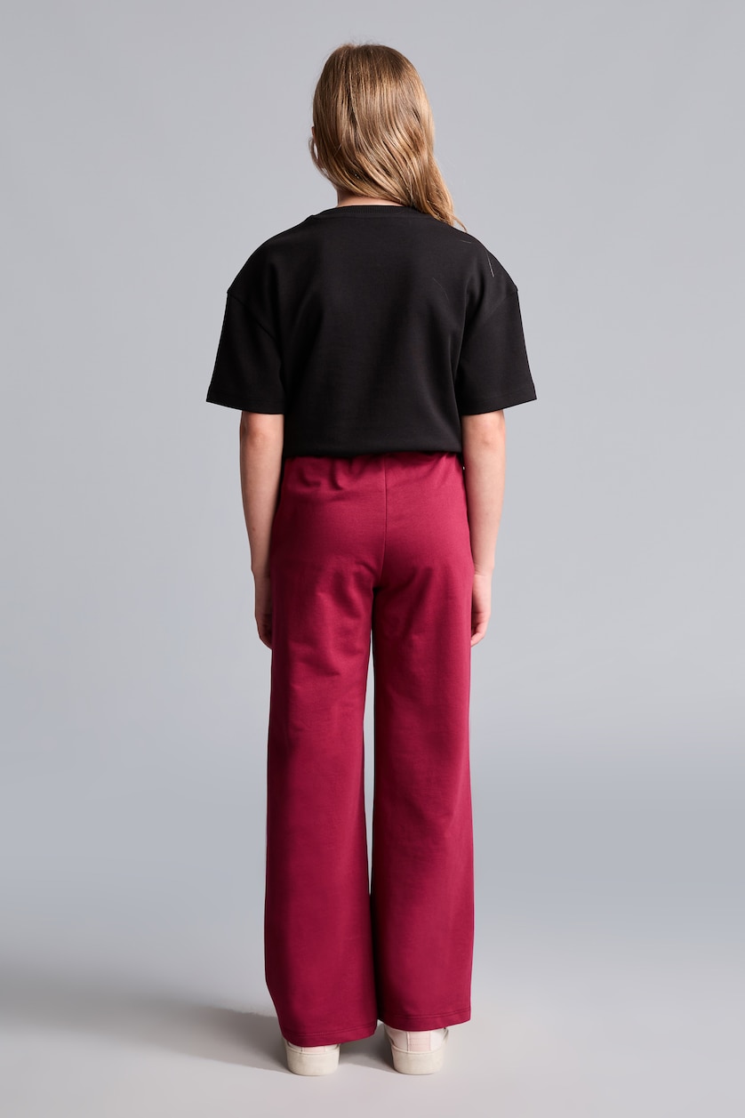 Kız Çocuk - Genç Kız Bordo Wide Leg Pamuklu Eşofman Altı Kız Çocuk