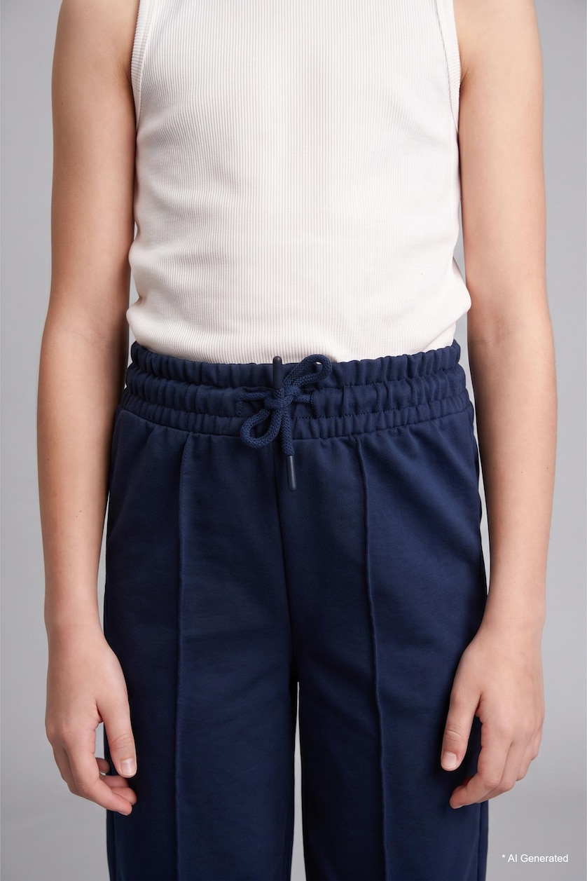 GIRLS & TEENS NAVY Girl Wide Leg Elastic Waist Navy Blue Sweatpants