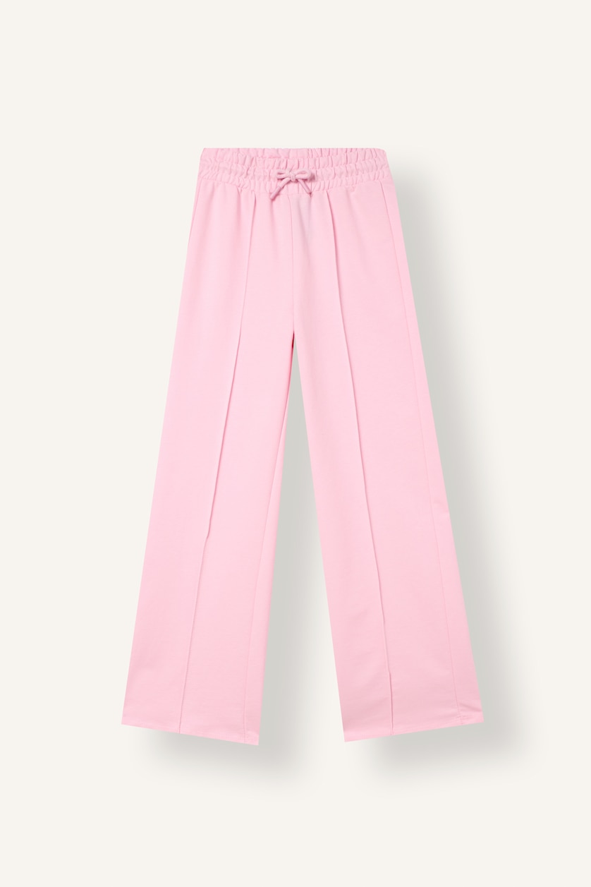 Kız Çocuk - Genç Kız Açık Pembe Wide Leg Pamuklu Eşofman Altı Kız Çocuk