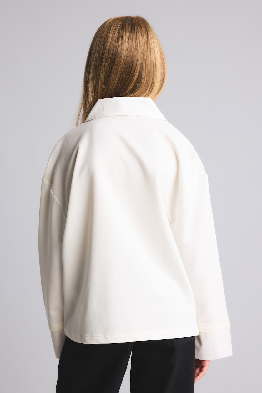 FILLES Écru T-shirt polo en tissu épais imprimé à manches longues pour fille