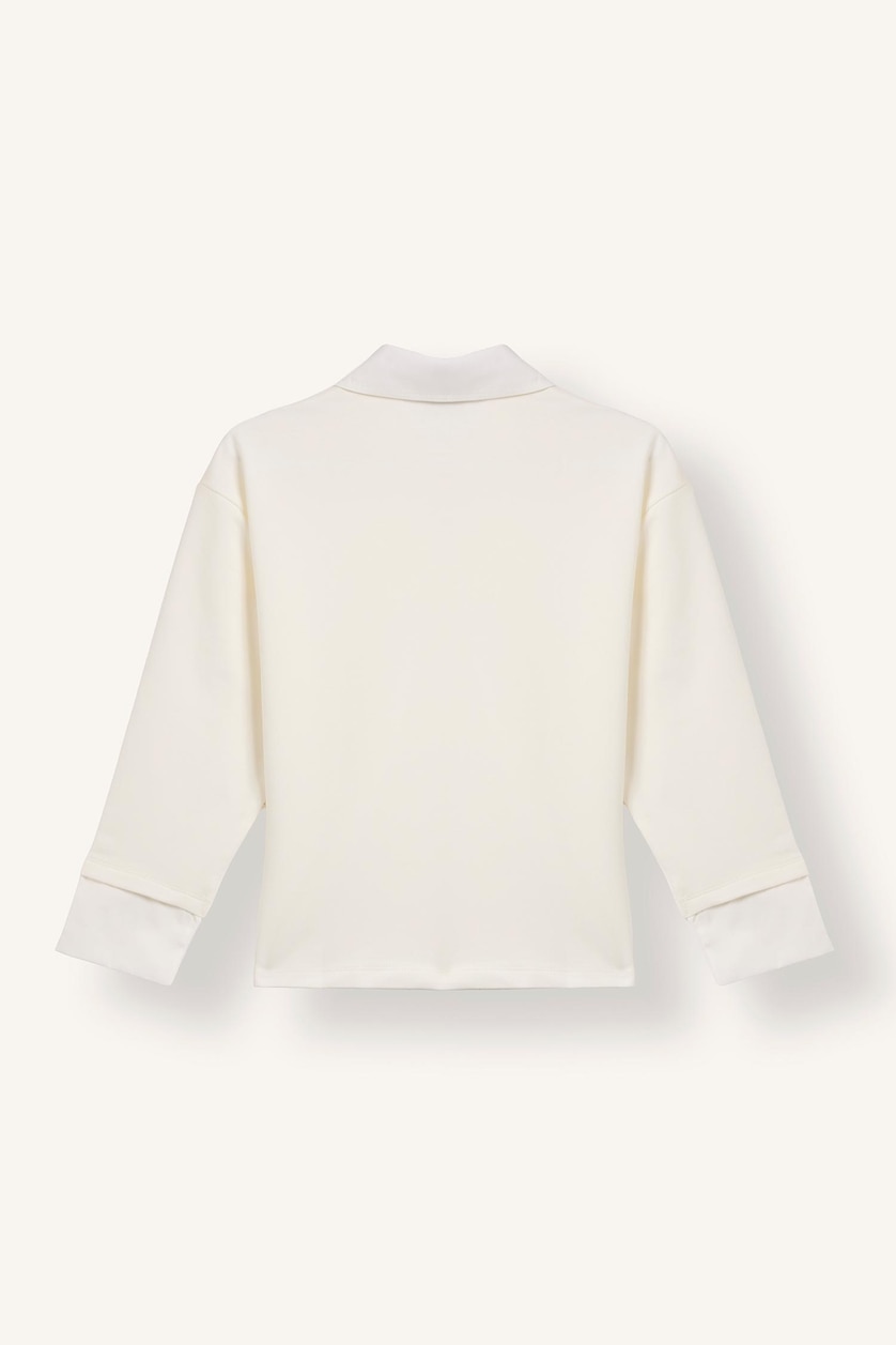 FILLES Écru T-shirt polo en tissu épais imprimé à manches longues pour fille
