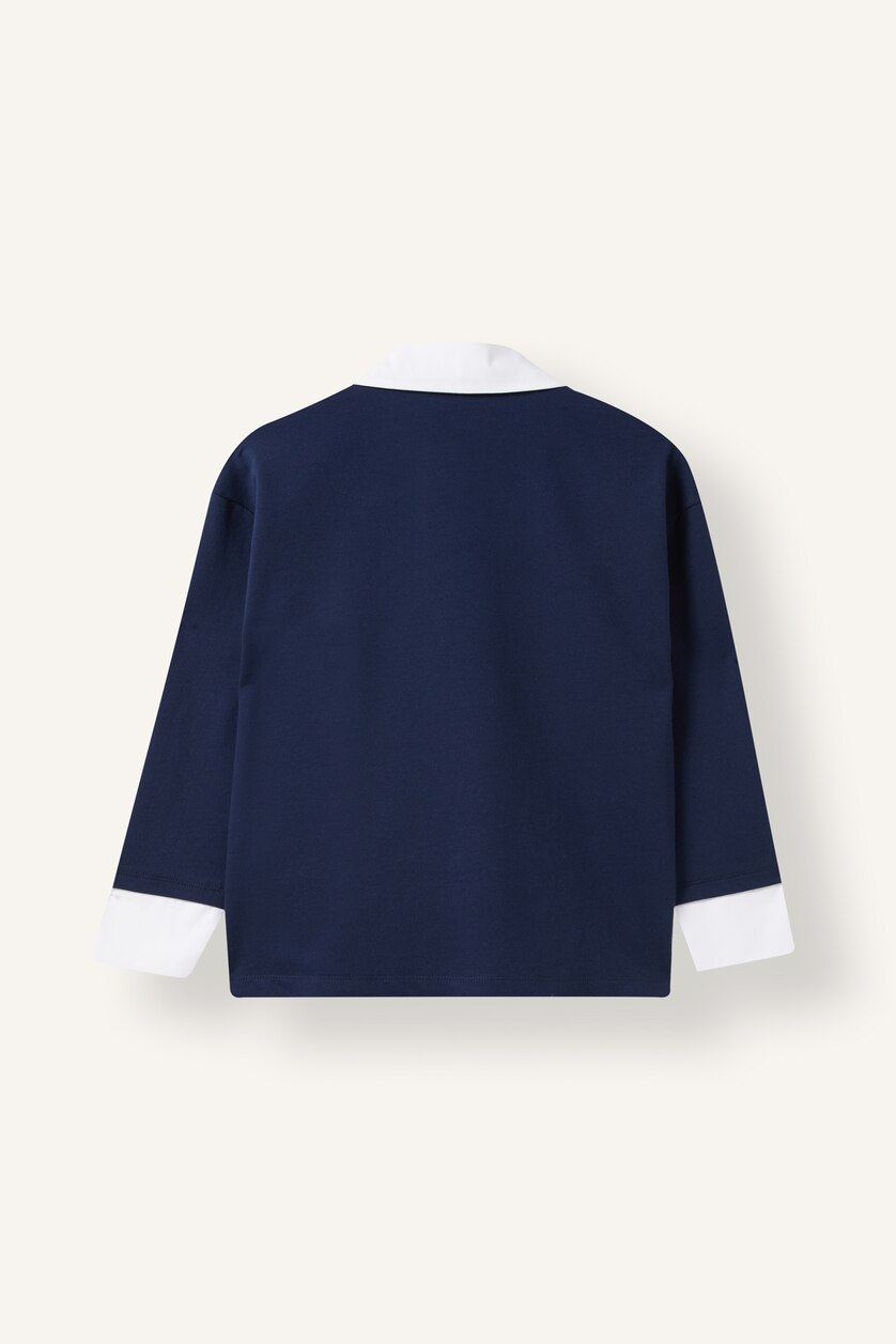 FILLES Marin T-shirt polo à manches longues imprimé en tissu épais pour fille