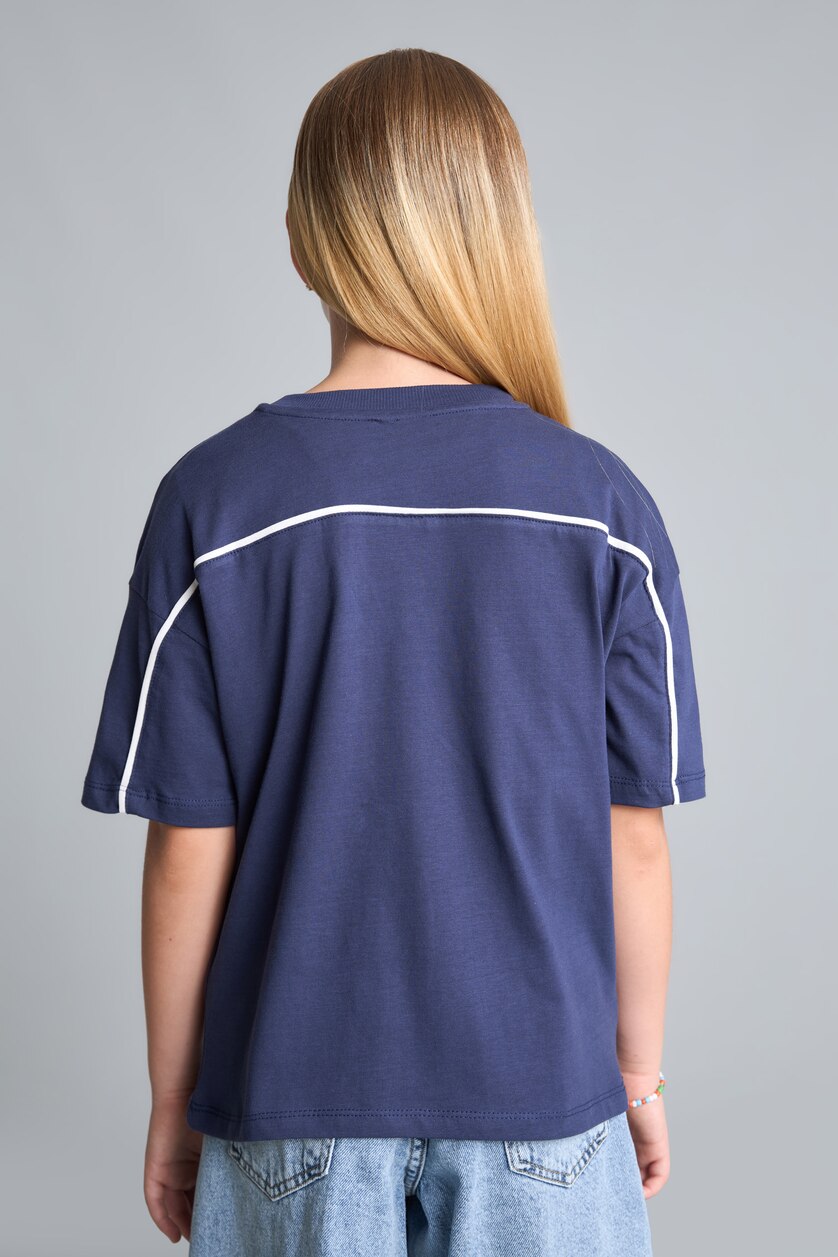 بنات كحلي Girl Regular Fit 100% Cotton Slogan Print Short Sleeve Polo T-Shirt