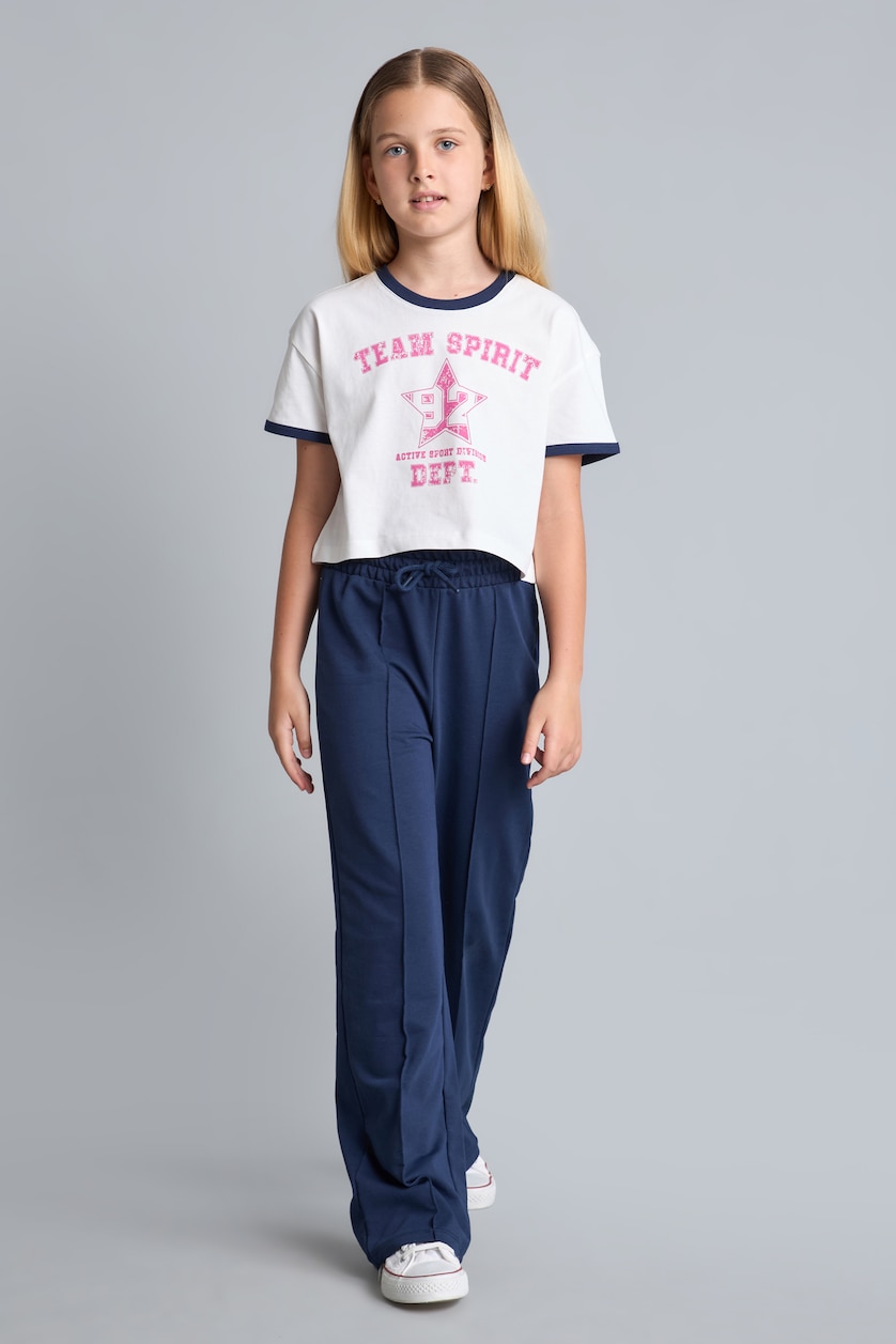 Young Girls - Teen Girls Ecru Girl Regular Fit 100% Cotton Slogan Print Short Sleeve T-Shirt