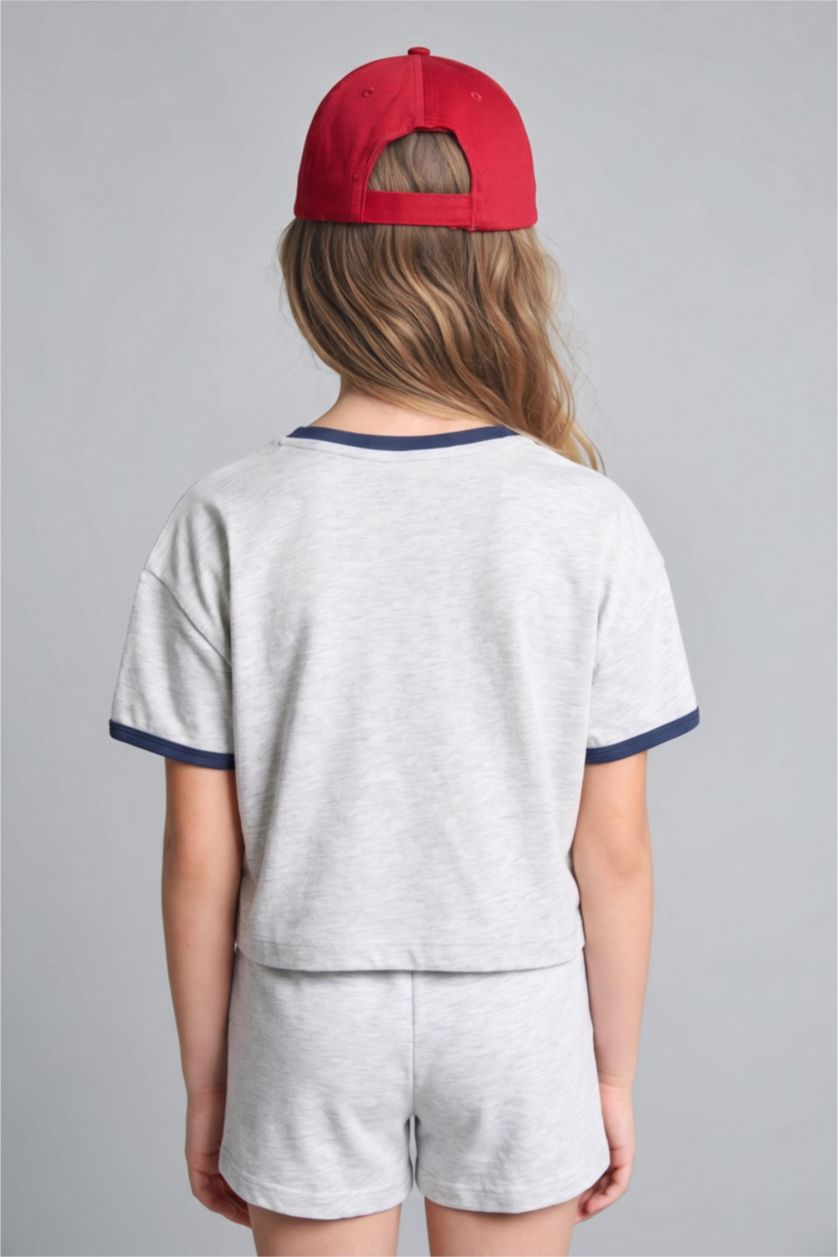 Young Girls - Teen Girls Light Grey Melange Regular Fit Slogan Short Sleeve T-Shirt