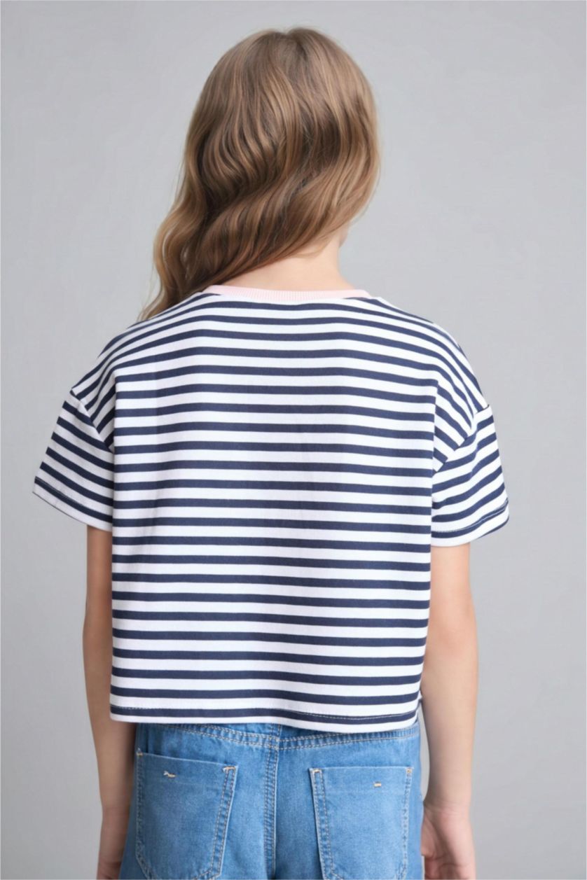 Young Girls - Teen Girls NAVY Regular Fit Slogan Short Sleeve T-Shirt