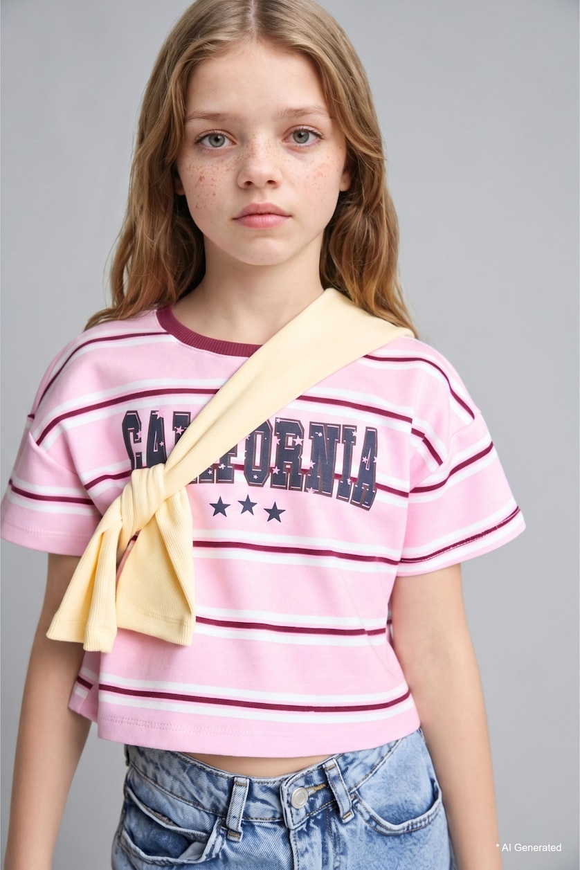 GIRLS & TEENS Light Pink Girl Regular Fit 100% Cotton Slogan Print Short Sleeve T-Shirt