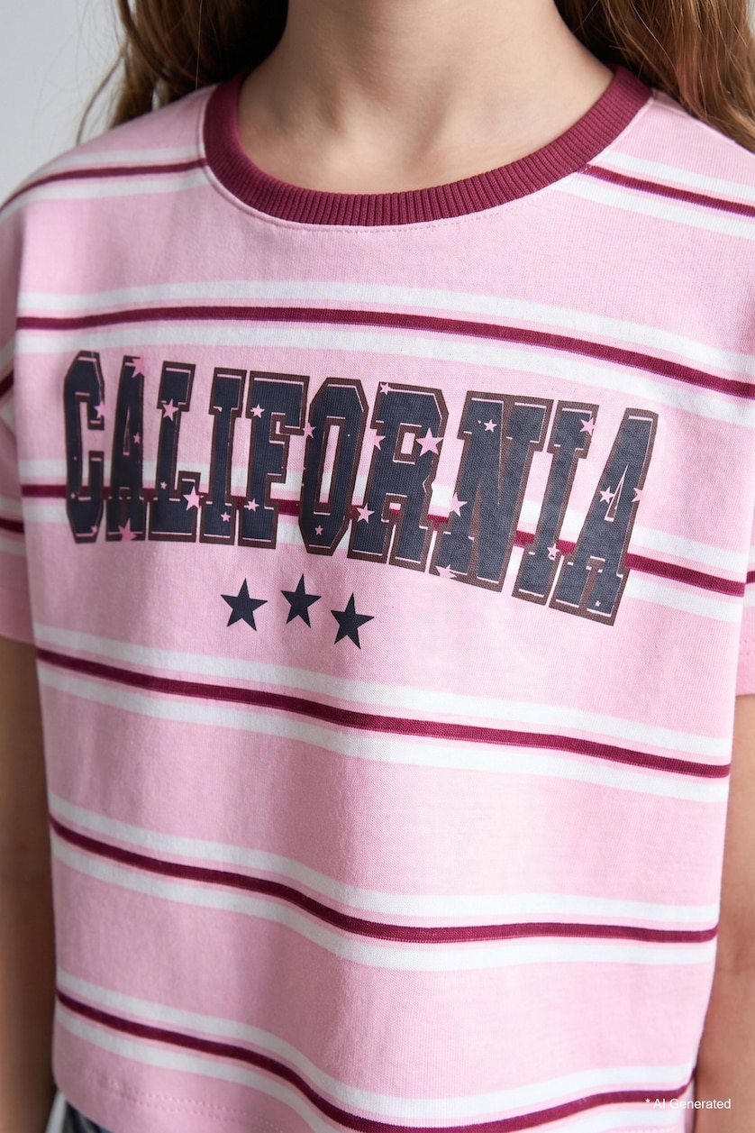 GIRLS & TEENS Light Pink Girl Regular Fit 100% Cotton Slogan Print Short Sleeve T-Shirt