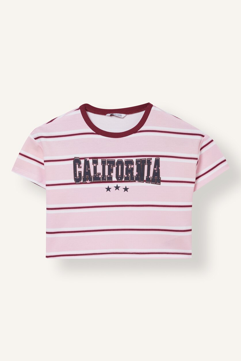 Young Girls - Teen Girls Light Pink Girl Regular Fit 100% Cotton Slogan Print Short Sleeve T-Shirt