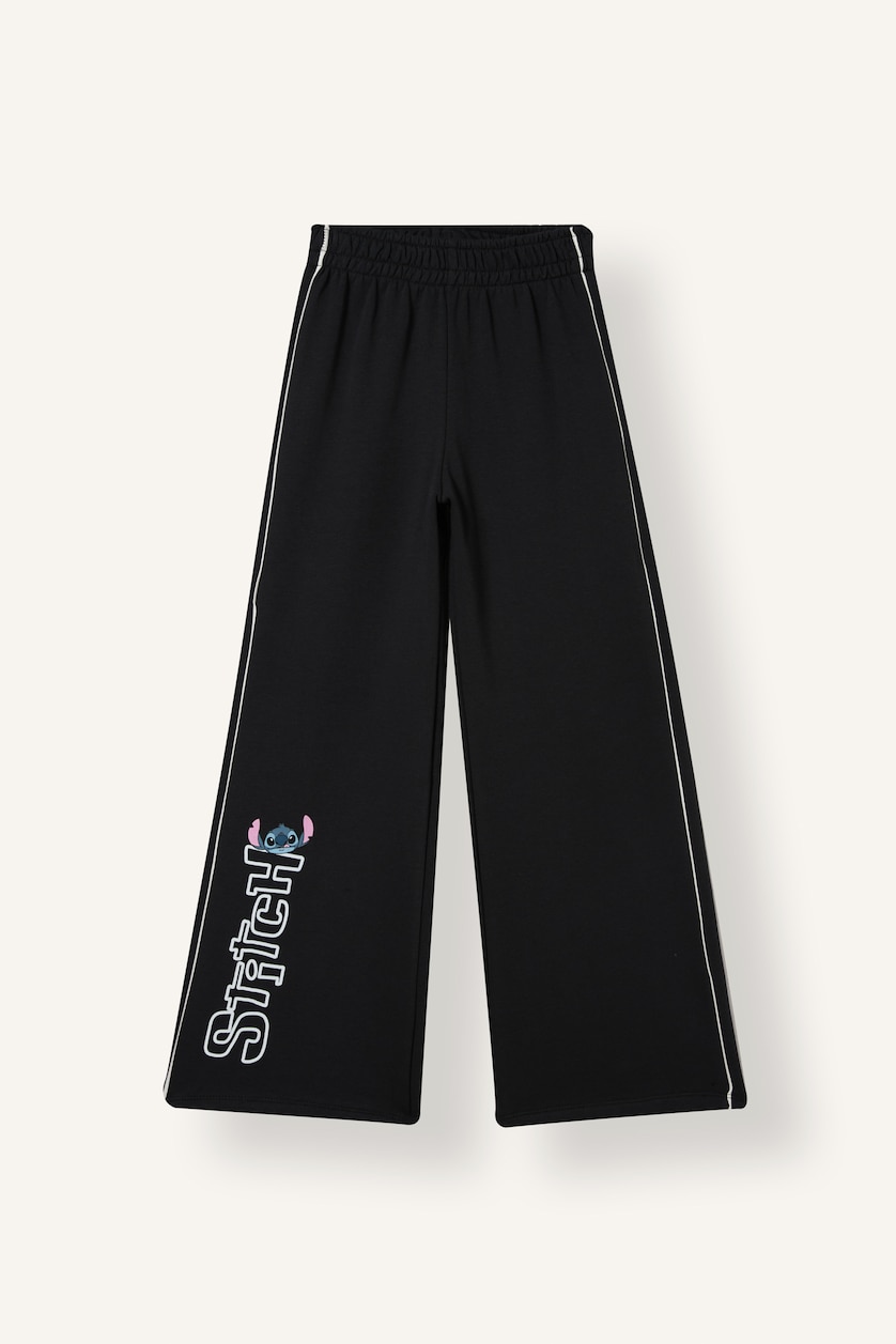 VAJZA & ADOLESHENTE Black Girl Wide Leg Lilo & Stitch Disney Licensed Trousers