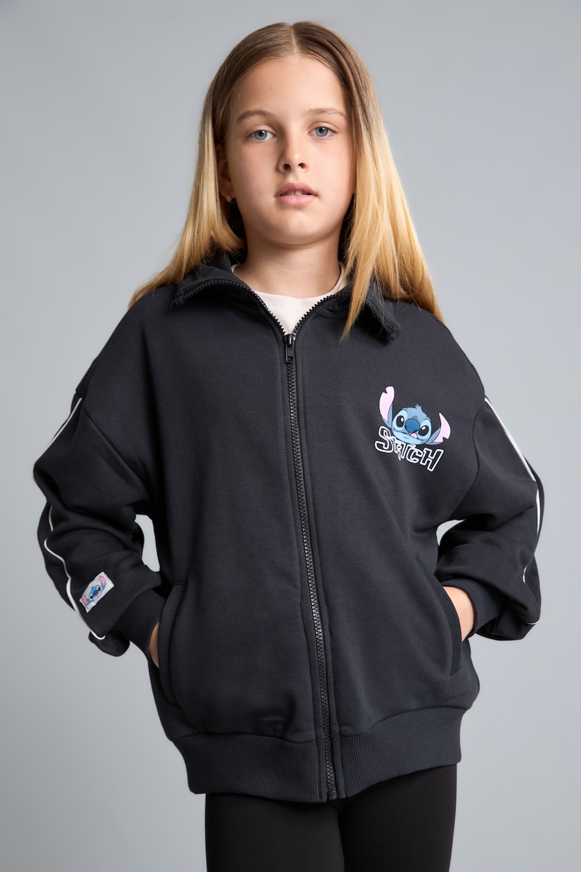 بنات أنثرا Sweat à capuche anthracite zippé Disney Lilo & Stitch pour fille