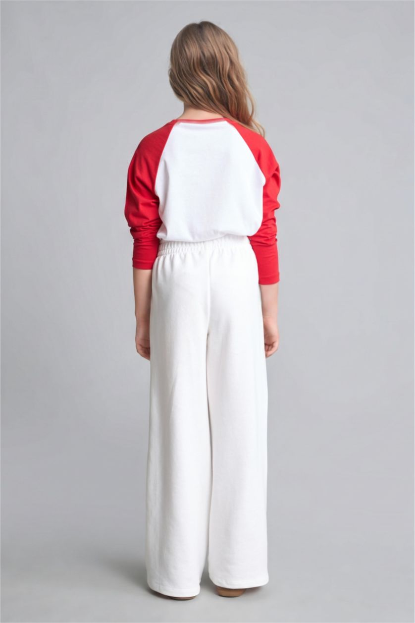Kız Çocuk - Genç Kız Ekru Hello Kitty Lisanslı Wide Leg Pantolon Kız Çocuk