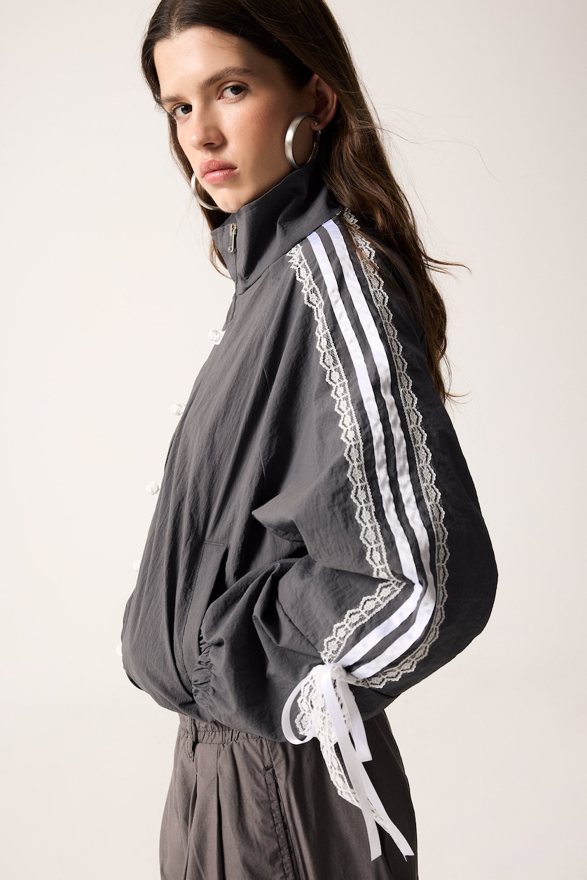 WOMAN Anthracite High Neck Mesh Lined Napoleon Jacket