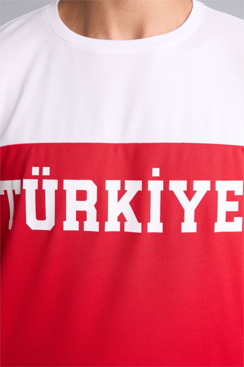 Erkek Kırmızı Boxy Fıt Kısa Kollu Tişört