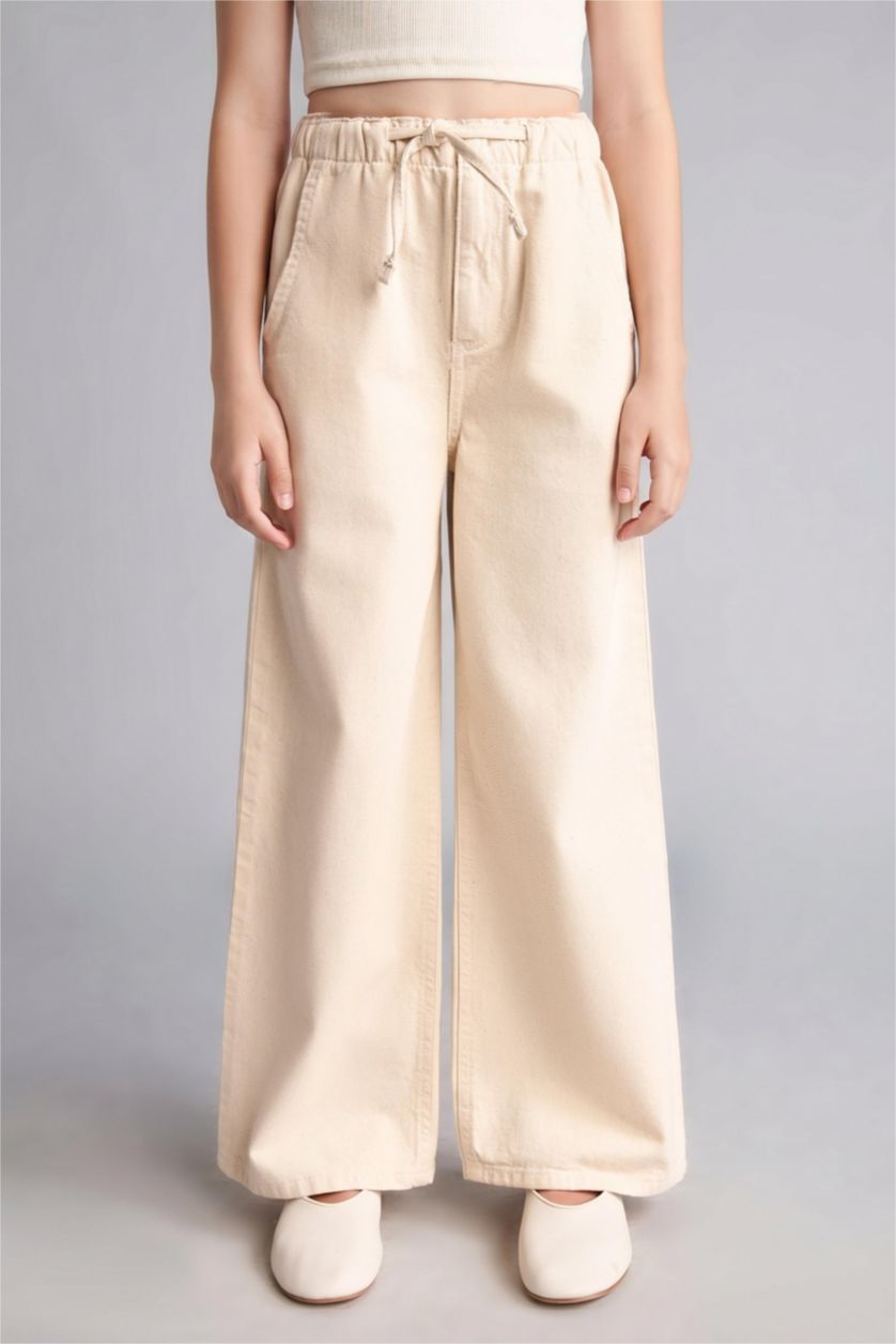 Young Girls - Teen Girls Doğal Açık Bej Wide Leg Gabardine Trousers