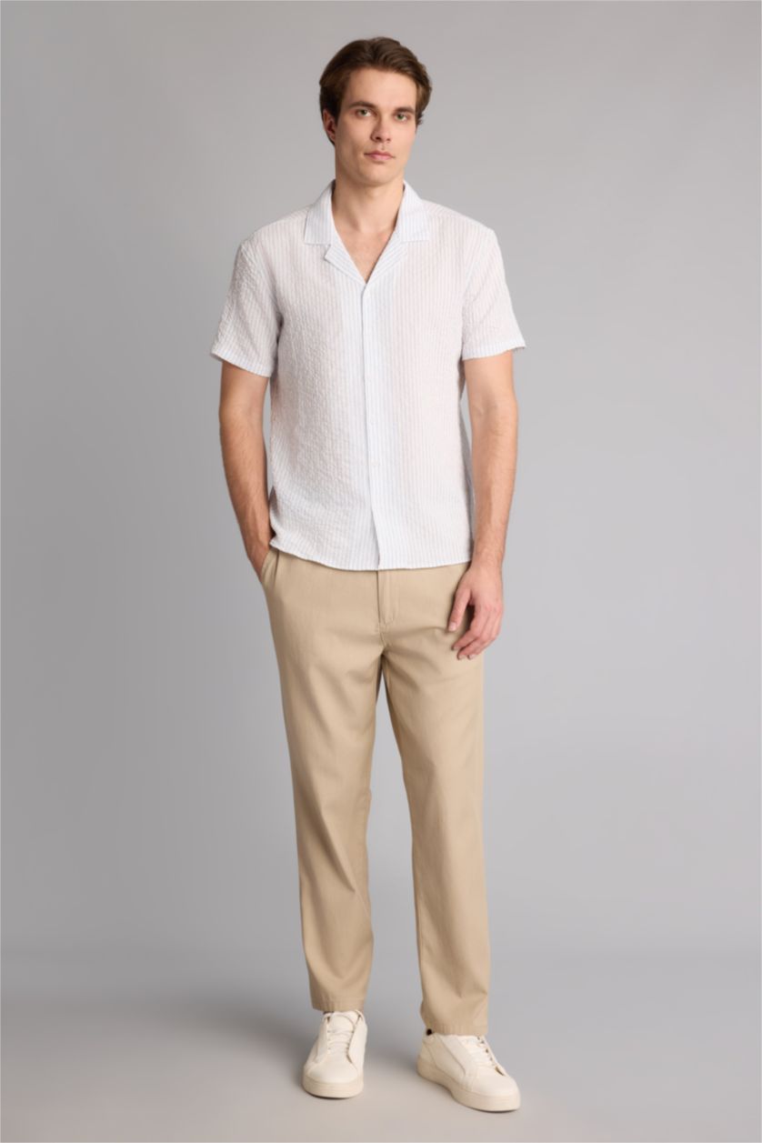 Man Blue Modern Fit Resort Neck Short Sleeve Shirt