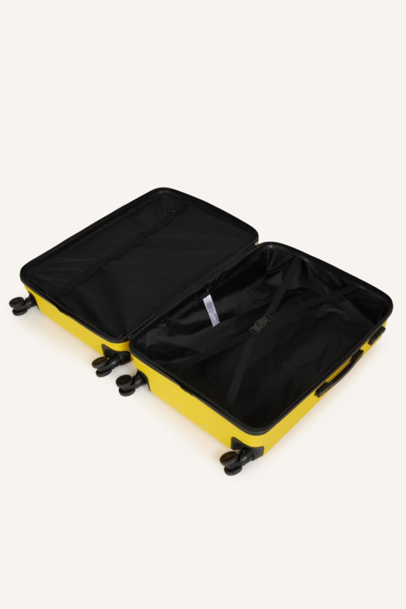 Kadın Sarı Büyük Unisex Sert Kapaklı Çekçekli Küçük Valiz