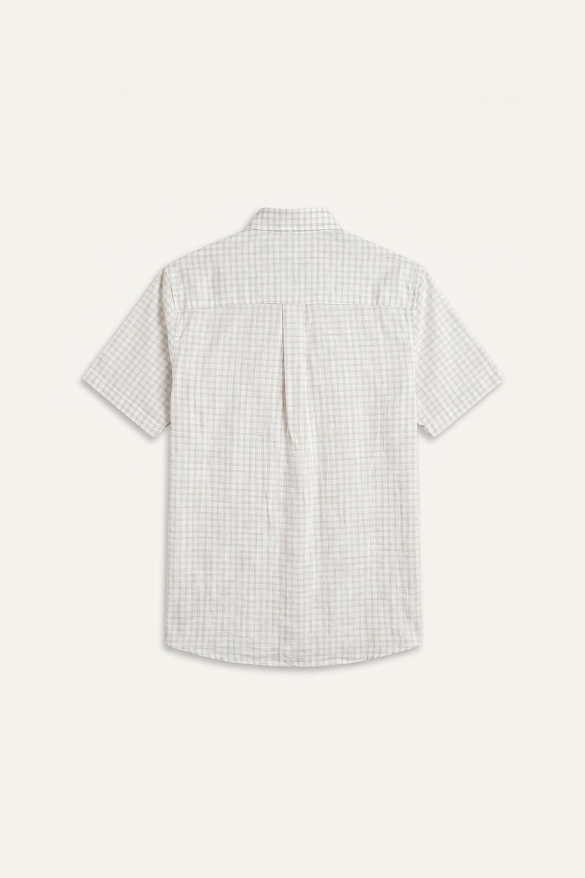 Men Beige Regular Fit Cotton Short Sleeve Shirt