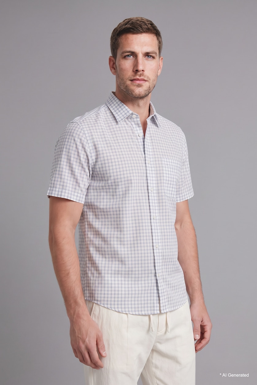Men Indigo Regular Fit Cotton Short Sleeve Shirt