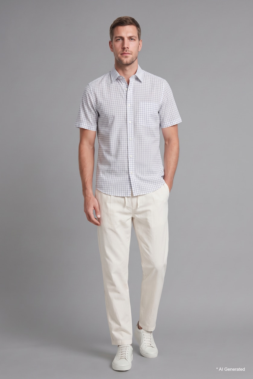 Men Indigo Regular Fit Cotton Short Sleeve Shirt