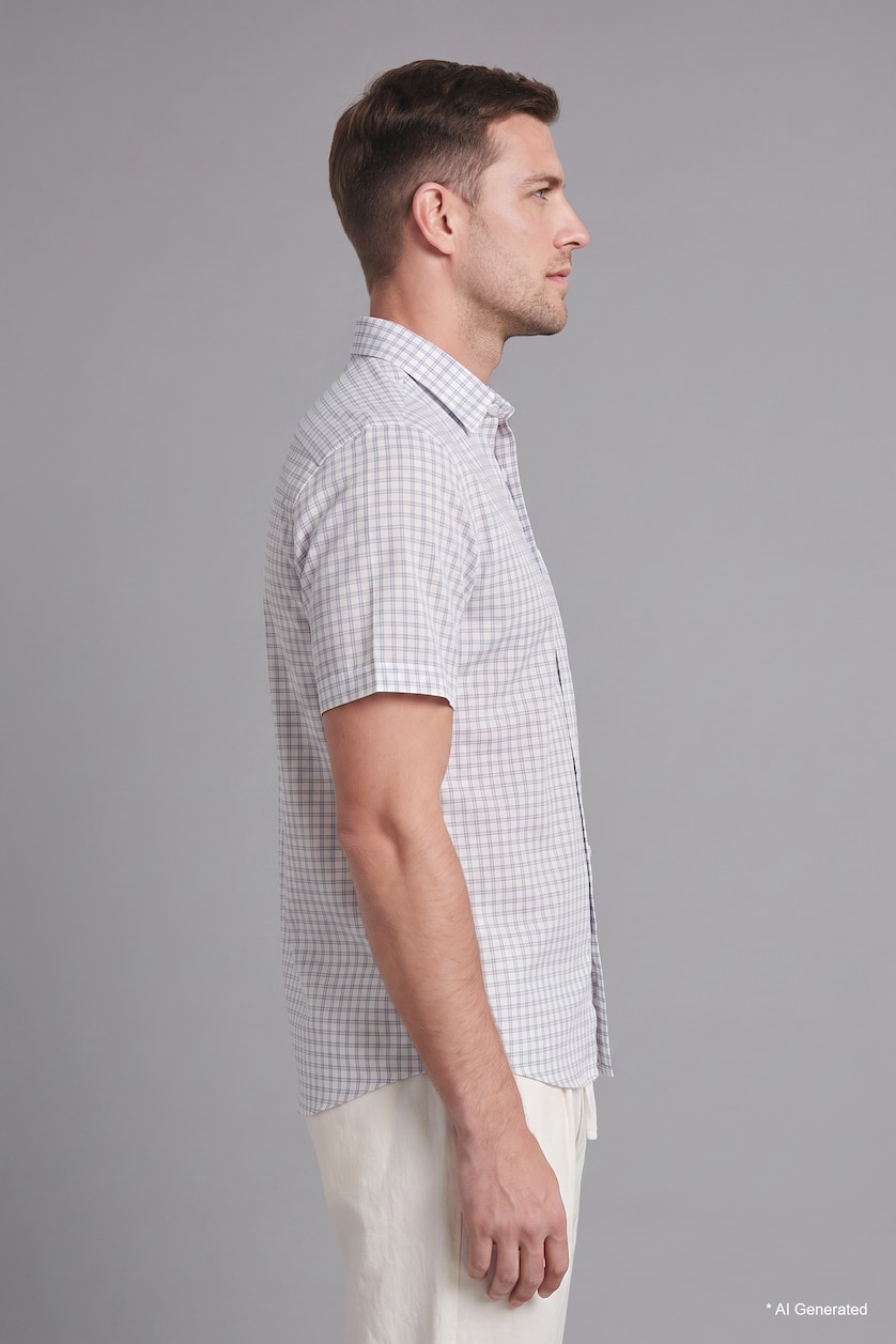 Men Indigo Regular Fit Cotton Short Sleeve Shirt