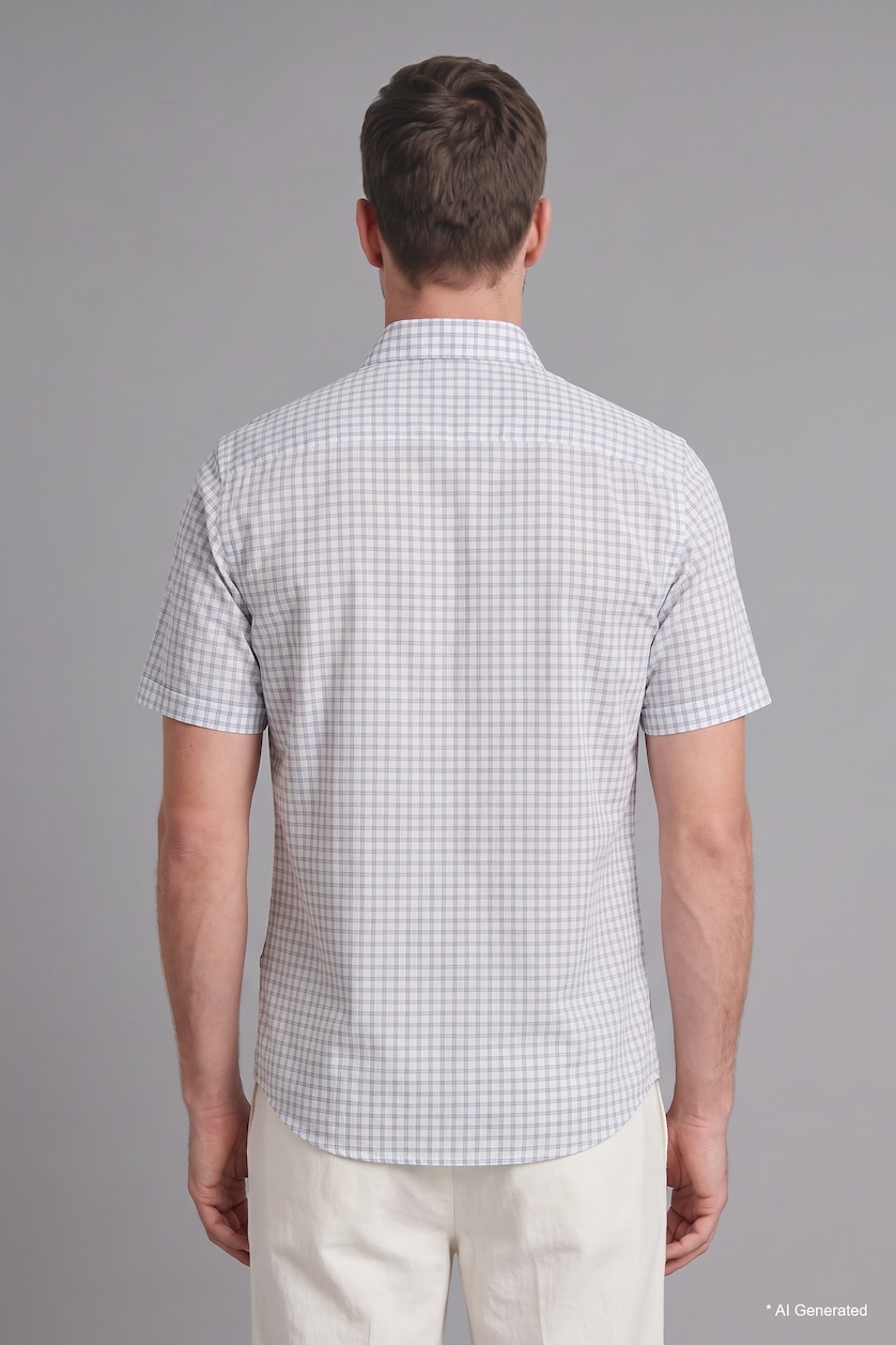 Men Indigo Regular Fit Cotton Short Sleeve Shirt