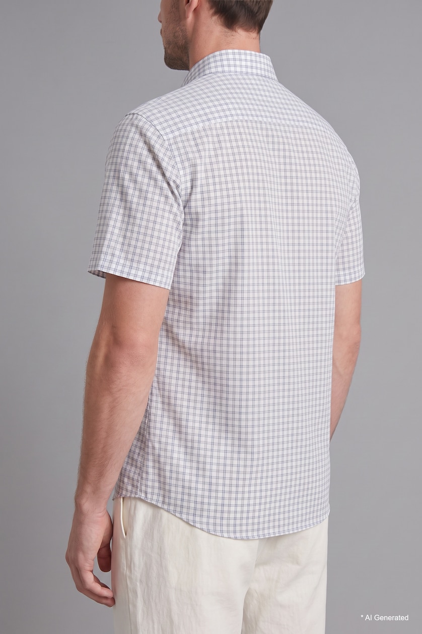 Men Indigo Regular Fit Cotton Short Sleeve Shirt