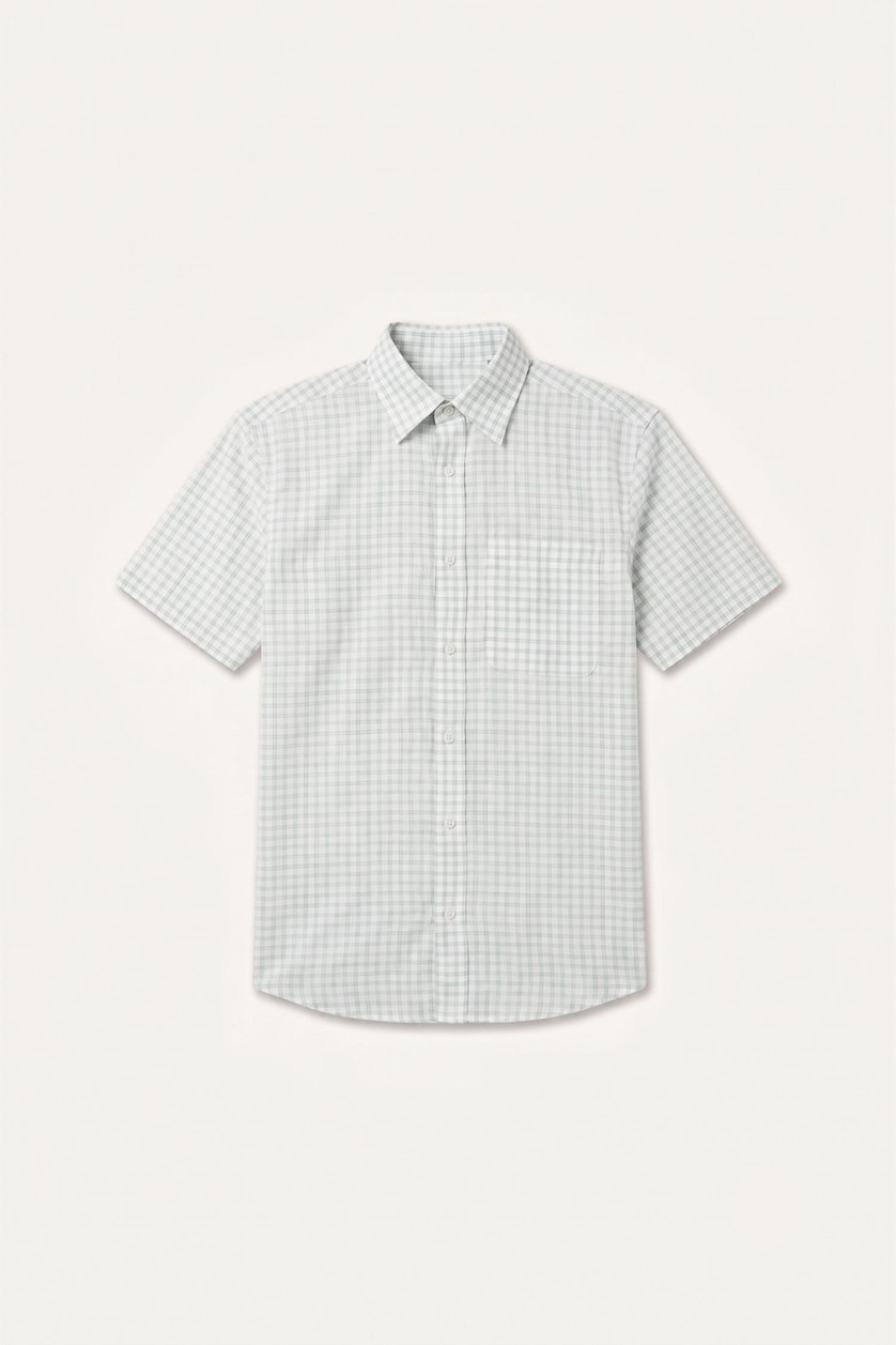 Men Light Khaki Regular Fit Cotton Short Sleeve Shirt