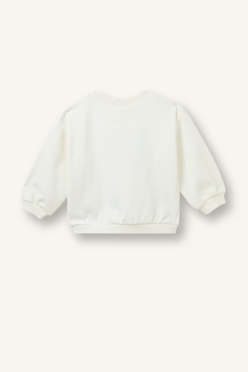 Baby Girls Ecru Regular Fit Crew Neck Sweatshirt