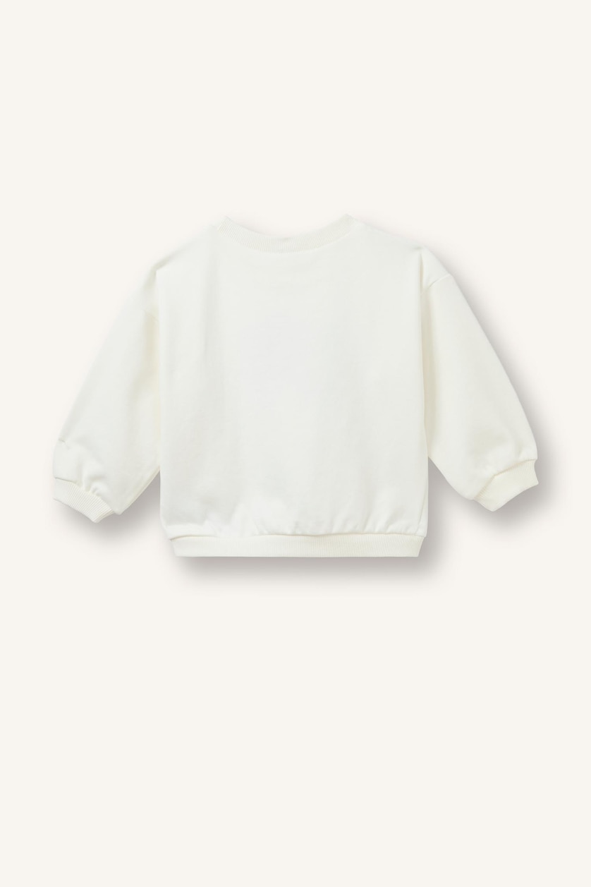 Kız Bebek Ekru Baskılı Sweatshirt Kız Bebek