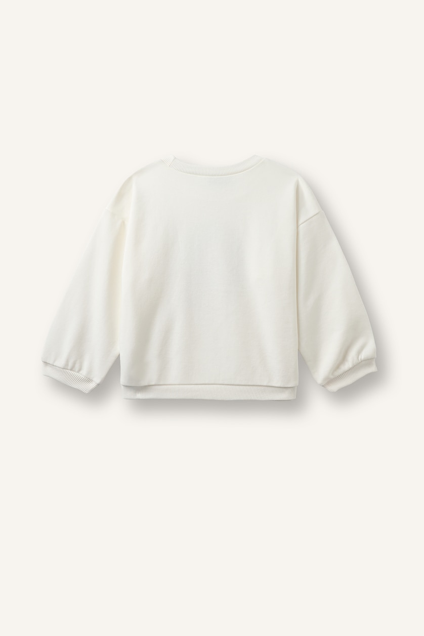 Baby Girls Ecru Regular Fit Crew Neck Sweatshirt