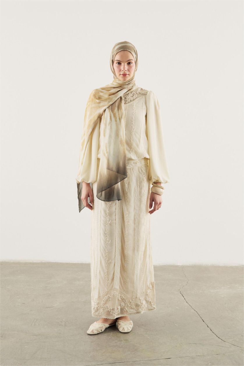 Woman Karma Fresh Scarfs X DeFacto Earthy Batik Linen Blend Scarf